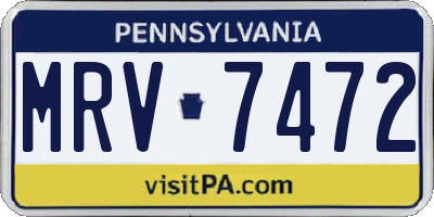 PA license plate MRV7472