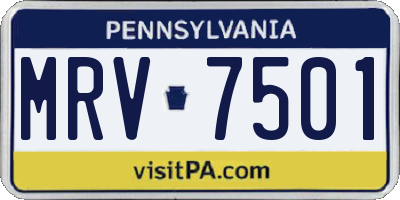 PA license plate MRV7501