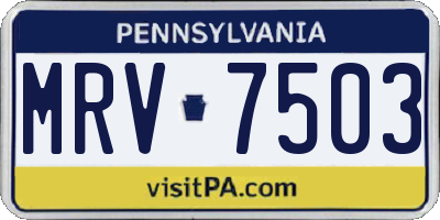 PA license plate MRV7503