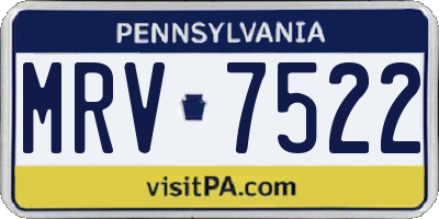 PA license plate MRV7522