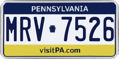 PA license plate MRV7526