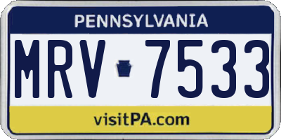 PA license plate MRV7533