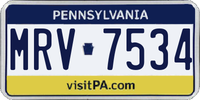 PA license plate MRV7534