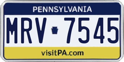 PA license plate MRV7545