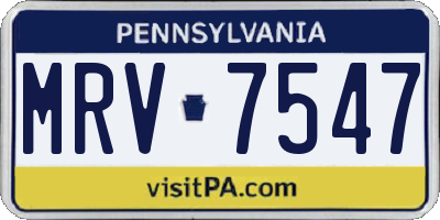 PA license plate MRV7547
