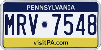 PA license plate MRV7548