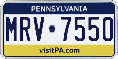 PA license plate MRV7550