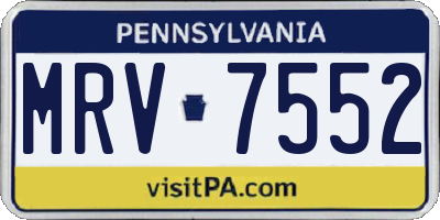 PA license plate MRV7552