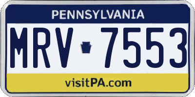 PA license plate MRV7553