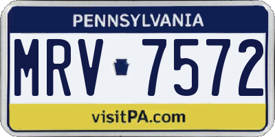PA license plate MRV7572