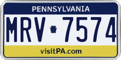 PA license plate MRV7574