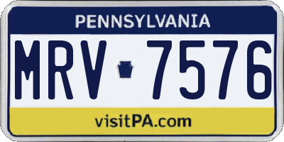PA license plate MRV7576