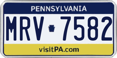 PA license plate MRV7582