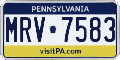 PA license plate MRV7583