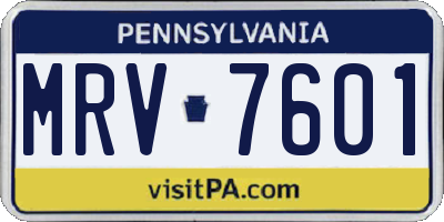 PA license plate MRV7601