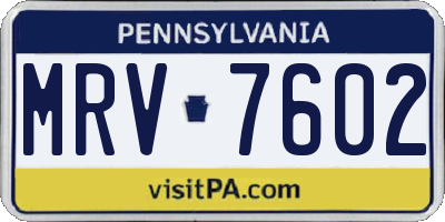 PA license plate MRV7602