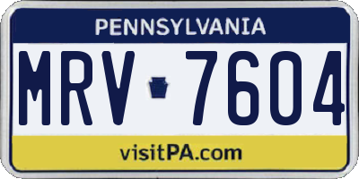 PA license plate MRV7604