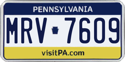 PA license plate MRV7609