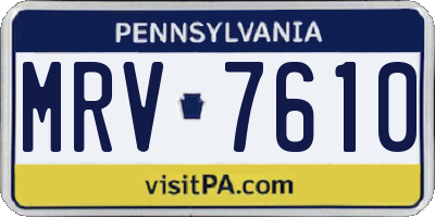 PA license plate MRV7610