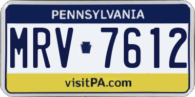 PA license plate MRV7612