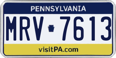 PA license plate MRV7613