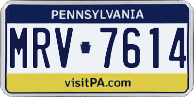 PA license plate MRV7614
