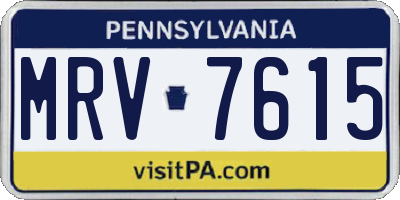 PA license plate MRV7615