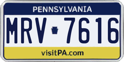 PA license plate MRV7616