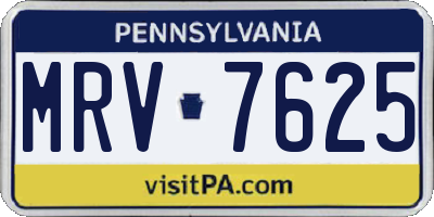 PA license plate MRV7625