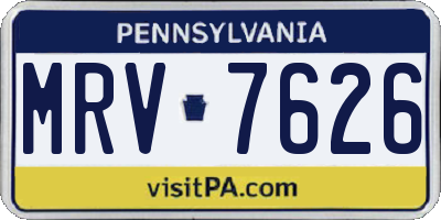 PA license plate MRV7626