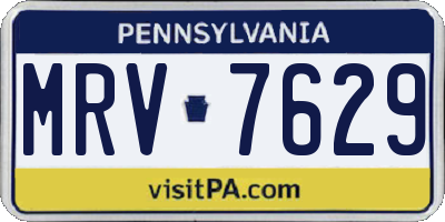 PA license plate MRV7629