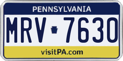 PA license plate MRV7630