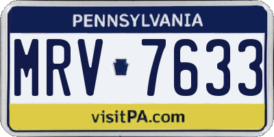 PA license plate MRV7633