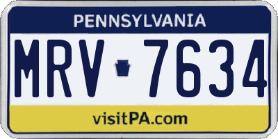 PA license plate MRV7634