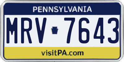 PA license plate MRV7643