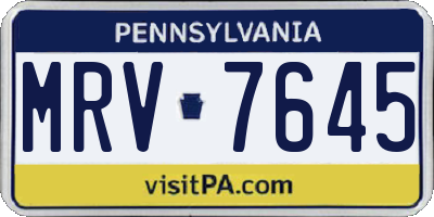PA license plate MRV7645