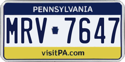 PA license plate MRV7647