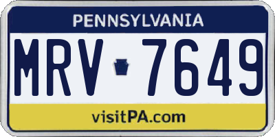 PA license plate MRV7649