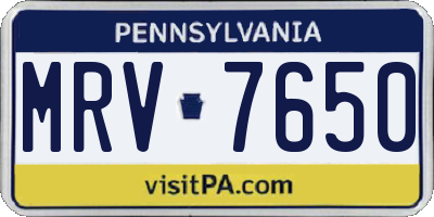 PA license plate MRV7650