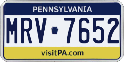 PA license plate MRV7652