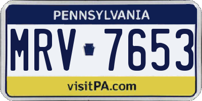 PA license plate MRV7653