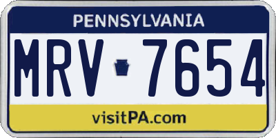 PA license plate MRV7654