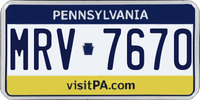 PA license plate MRV7670