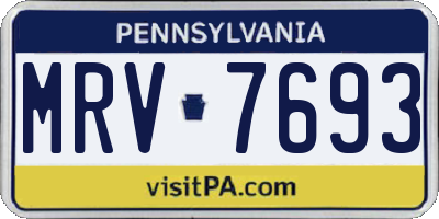 PA license plate MRV7693