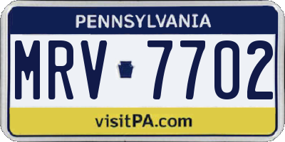 PA license plate MRV7702
