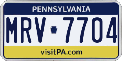 PA license plate MRV7704