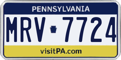 PA license plate MRV7724