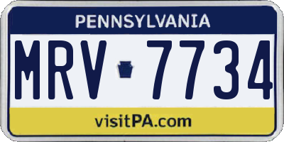 PA license plate MRV7734