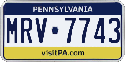 PA license plate MRV7743