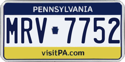 PA license plate MRV7752